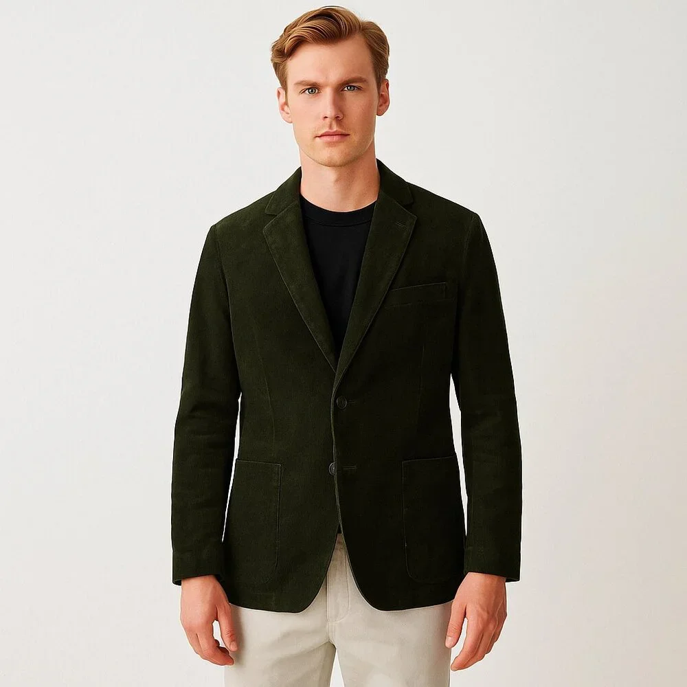 Club Monaco Dark Green Corduroy Blazer Jacket Casual Soft Sport Coat L Large
